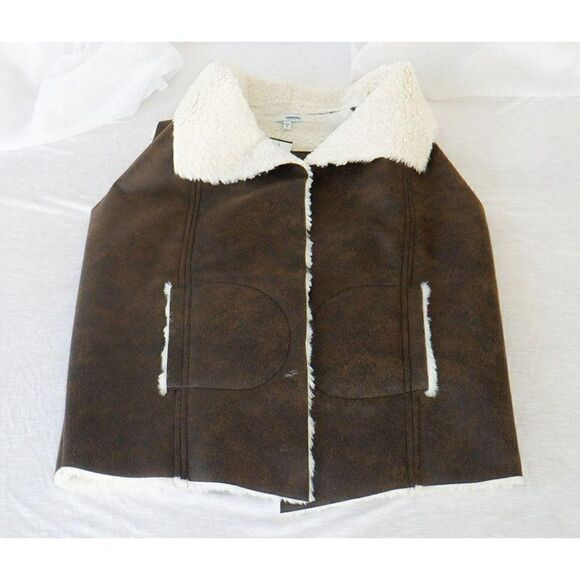 Sonoma brown fleece/leather look vest - Picture 1 of 4